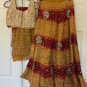 Elegant Red and Gold Indian Lengha